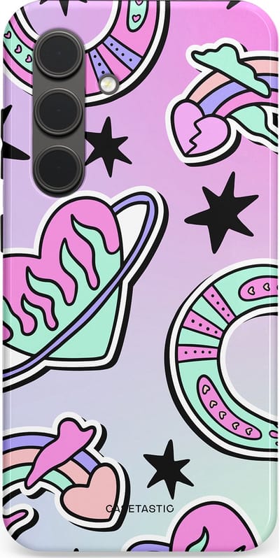 Casetastic Hoesje Geschikt voor Samsung S24 - Stijlvolle Beschermende Duo-layer Case - Paarse Droomwereld
