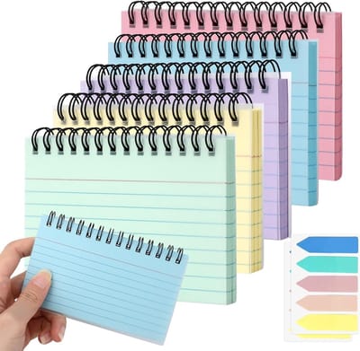 Set van 250 Gelijnde Kaarten in 5 Kleuren, Ideaal voor Leren, Creatieve Activiteiten en Schoolprojecten, 12.5 x 7.5 cm
