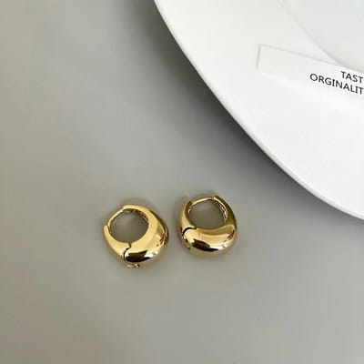 Roestvrij Staal Glad Metaal Dikke Hoepel Oorbellen Voor Vrouwen Meisjes Mode Ronde Cirkel Hoepels Statement Oorbellen Punk Sieraden goud