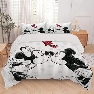 Mickey Anya Forger Ensemble de housse de couette Couette Literie Ensemble de literie 3D pour enfants Ensemble 3 pièces 1 housse de couette Taille King EU King(240*220cm)3pcs