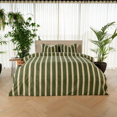 Kayori Dasshu Dekbedovertrek Katoensatijn - 200x200-220 - Tweepersoons - Groen