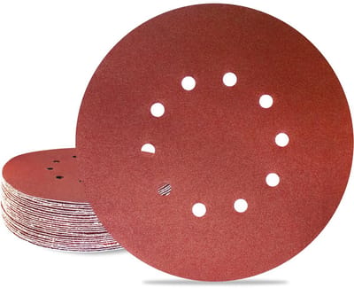 Schuurschijven Set - Schuurpapier Rond - Glad Maken Oppervlakken - Aluminiumoxide Korrel - 225 mm 10 Gaten - Roodbruin