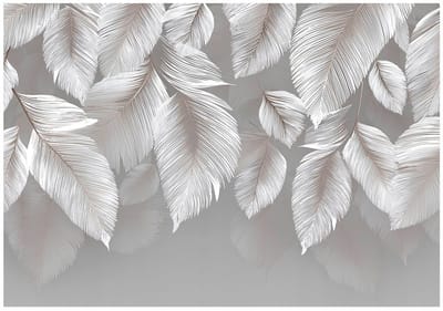 WALLARENA - Fotobehang - 150x105 cm - grijs beton bladeren abstract voor slaapkamer en woonkamer