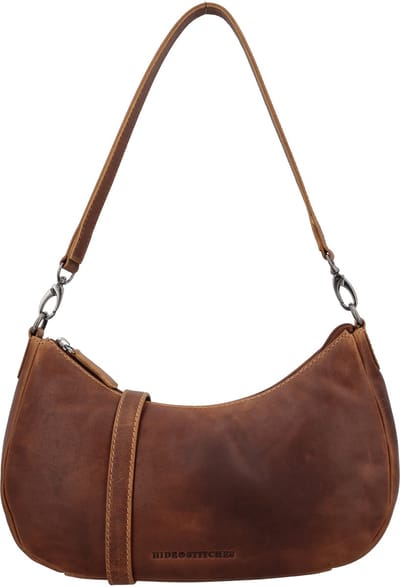 Hide & Stitches Japura Schoudertas Unisex - Crossbodytas met telefoonvak - Tas van 100% Leder met ritssluiting - Cognac