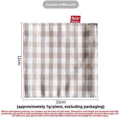 Sous-verre en tissu, sous-verre carré à isolation thermique à carreaux double épaisseur, sous-verre pour tasse à eau café
