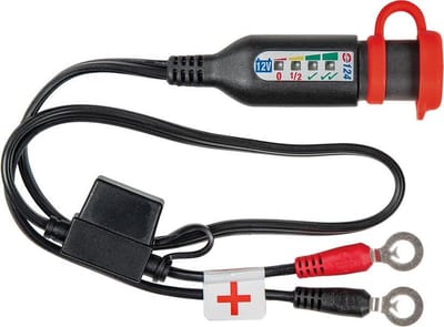 OptiMate MONITOR O-124 12V Accu-Status- en Laadsysteem Monitor – Permanente Accukabel met 4LED-Indicator & SAE-Connector – Weerbestendig Tot -40 °C – Voor 12V Loodzuur (AGM, STD, GEL)