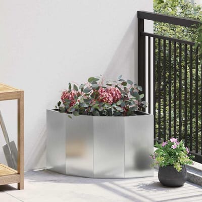 vidaXL Hoek Plantbak zilver 45 x 45 x 35 cm Verzinkt staal
