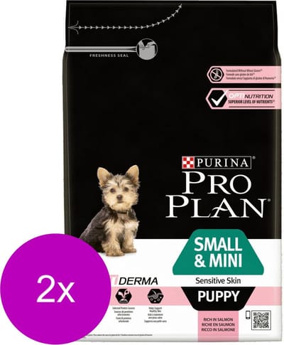 Pro Plan Dog Puppy Small & Mini Breed Sensitive Skin - Hondenvoer - 2 x Zalm 3 kg