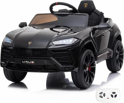 Lamborghini Urus Full Option Elektrische Kinderauto 1 tot 6 jaar – Officieel Gelicentieerd Accuvoertuig met Lederen Zitje, Schokdempers & MP3 – 12V Kinderauto met Afstandsbediening, Werkende Deuren & Soft-Start – Zwart