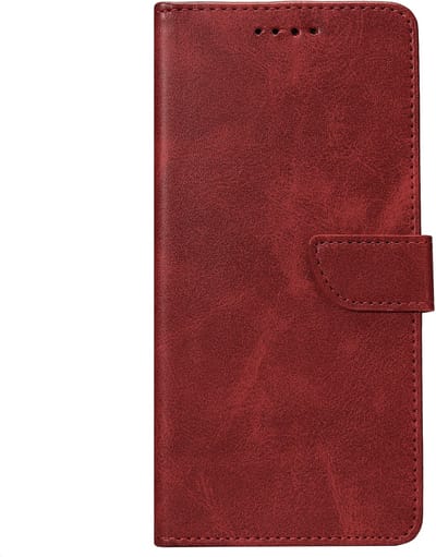 Rixus Bookcase For Samsung Galaxy S24 Plus, S25 Plus Dark Red