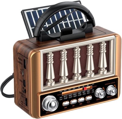 Radio op Zonne-energie - Draagbare Speaker - Buiten Luisteren - AM FM Ontvangst - 18 cm - Bruin
