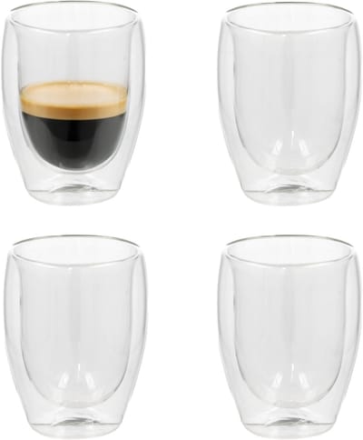 Gerimport Thee glazen Luz - 4x - dubbelwandig - glas - 350 ml - D9 x H12 cm