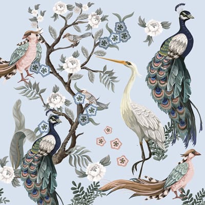 Daisy Lunch servetten - Peacocks and Heron in Garden