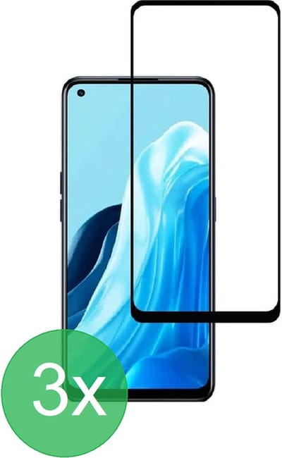 Full Screenprotector 3x Geschikt voor Oppo Reno8 Lite / Find X5 Lite - screen protector - volledige glas - bescherming - beschermglas - ZT Accessoires