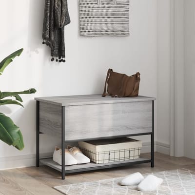 vidaXL - Opbergbankje - 70x42,5x47 - cm - bewerkt - hout - grijs - sonoma - eikenkleur