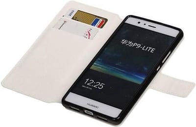 Cross Pattern TPU Bookstyle Wallet Case Hoesje Geschikt voor Huawei P9 Lite Wit