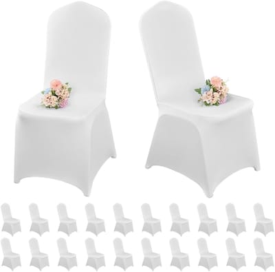 20 stuks witte stoelhoezen eetkamerstoel stoelhoezen spandex stoelhoes voor woonkamer-universele eetkamerstoel slipcovers beschermer voor bruiloft, banket en feest