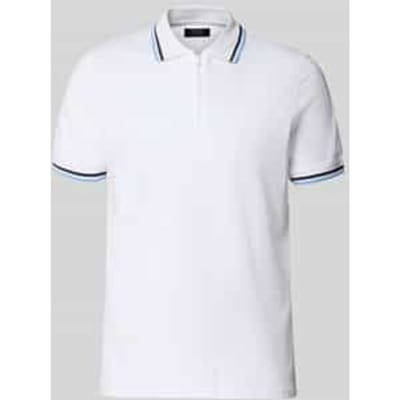 slim fit poloshirt met contraststrepen en ritssluiting