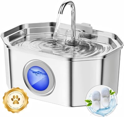 Ploutos® Drinkfontein Kat - Drinkfontein Voor Katten - Kattenfontein - Zilver - ‎19cm x 25cm x 11cm