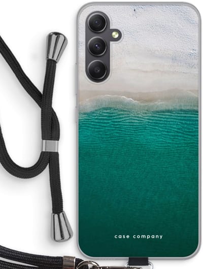 Case Company® - Hoesje met koord geschikt voor Samsung Galaxy A34 hoesje met Koord - Stranded - Telefoonhoesje met Zwart Koord - Bescherming aan alle Kanten en Over de Schermrand