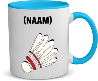 Akyol - badminton met eigen naam koffiemok - theemok - blauw - Badminton - badmintonner - sport - 350 ML inhoud