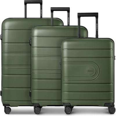 Redolz Essentials 11 4 wielen Kofferset 3-delig met uitbreidingsplooi - Harde bagage - TSA slot - olive