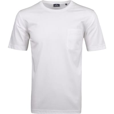 Ragman T-Shirt Softknit Uni Easy Care Round Neck Breast Pocket Wit / male