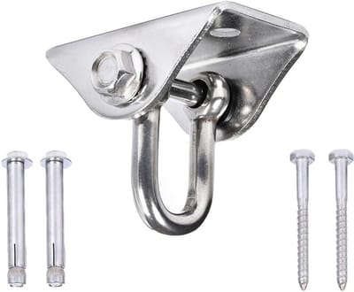 Plafondhaak - Schommelhaak Ophangset - Hangmat Ophangen - 180 Graden Zwenkbaar - 450 kg Capaciteit - Zilver