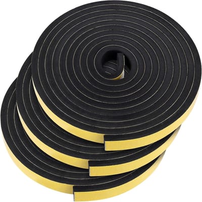 Zwarte Foam Lijmstrip 5 m x 10 mm - Perfect voor Ramen, Deuren en Kachels - Set van 3 Stuks