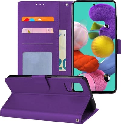 LuxeBass Telefoon Wallet Bookcase voor Oppo A52 / A72 / A92 ? Portemonnee telefoonhoesje voor Bankpassen ? Hoesje voor Oppo A52 / A72 / A92 ? Kunstleer ? Siliconen Houder ? Magnetische sluiten- Paars - bookcase - boekhoesje - book case - boek hoesje