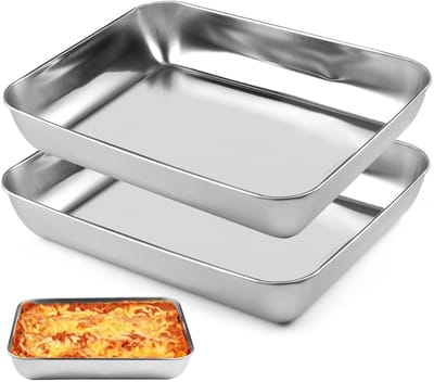 Dailygoods- Bakplaat Mini - Rechthoekig - Roestvrij Staal - 25,5 x 19,5 x 4,5 cm - Diepe Vetpan - Geschikt voor Bakken en Braden - Ovenschaal