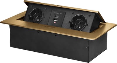 Orno Pop-up Stekkerdoos - Verdeelstekker met 2 stopcontacten - Stekkerblok met USB A & C - Inbouw Verdeeldoos zonder kabel - Messing