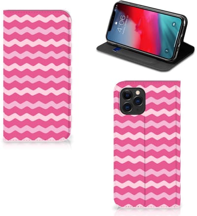 Book Case voor Apple iPhone 11 Pro Hoesje met Magneet Waves Pink