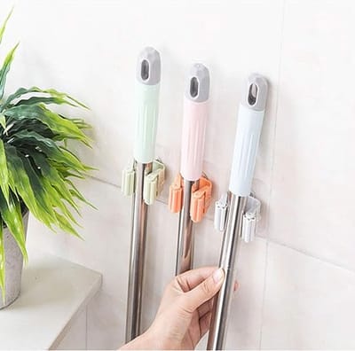 Narimano®Bezemhouder voor aan de muur, zelfklevend, wandhouder, bezemhouder zonder boren, mop, bezemhouder, organizer, bezemhouder om te plakken, zelfklevende bezem