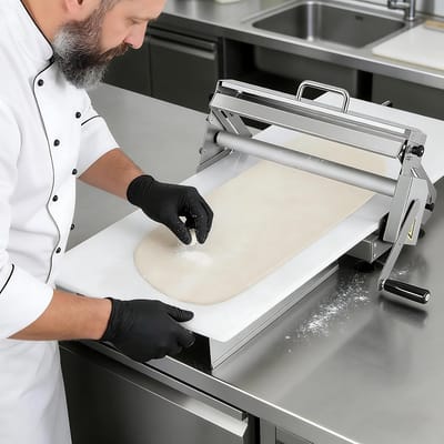 Dailygoods- Deegroller Roestvrij Staal - Opvouwbaar - Instelbare Dikte 0,5-25 Mm - Handmatige Deegmachine - Perfecte Gelijkmatige Lagen - Ideaal Voor Thuiskeuken