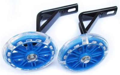 Kinderfiets Stabilisatorwielen - Zijwieltjes Fiets - Leren Fietsen - Metalen Beugelarm - Maat 2 - Blauw