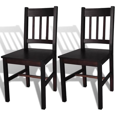 vidaXL - Eetkamerstoelen - 2 - st - grenenhout - donkerbruin