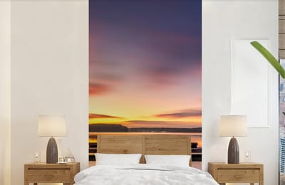 Behang - Fotobehang Steiger - Zonsondergang - Water - Zee - Reflectie - Breedte 120 cm x hoogte 240 cm