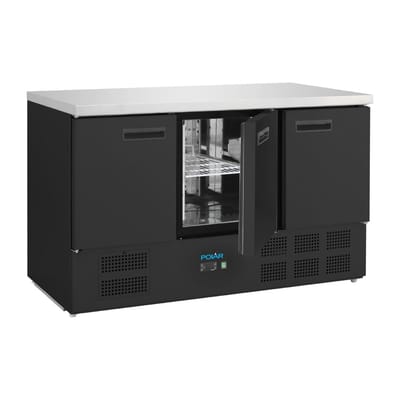 Polar G-serie 3-deurs koelwerkbank zwart 400L