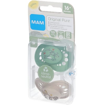 MAM Original Pure Siliconen Fopspeen Groen - Ecru vanaf 16 Maanden 2 Speen