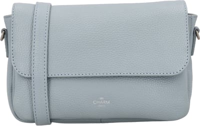 Charm London Washington Schoudertas - Crossbody - Leer - Ritsvakken - Leren Dames Tas - Lichtblauw