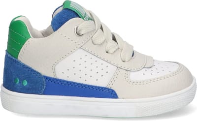 BunniesJR 223303-523 Jongens Lage Sneakers - Blauw/Beige/Wit/Groen - Leer - Veters