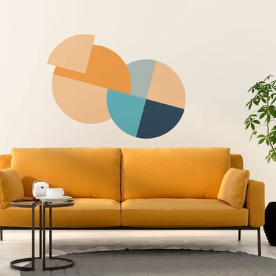 Vooraf gelijmd vliesbehang met gigantische muurschilderingen - ABSTRACTE CIRKELS - 90x90cm