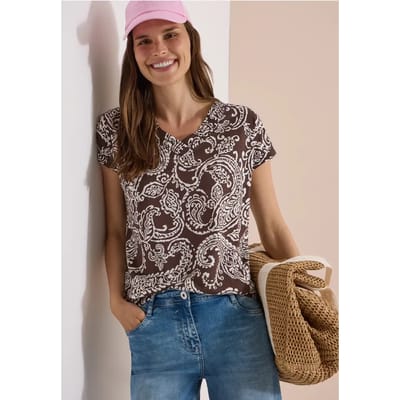 Shirt met V-hals en print
