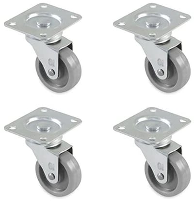 Set van 4 meubelwielen met kogellagers en plaat - Ø60 mm, 40 kg maximaal gewicht, nylon