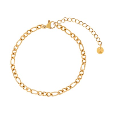 Essentialistics - Armband basic open gemixte schakels - Volwassenen - Goudkleur - Stainless steel (verkleurt niet) - Verlengkettinkje
