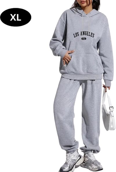 Livano Joggingpak Dames - Huispak - Volwassenen - Trainingspak - Comfortabel - Jogging Pak - Joggingsbroek - Grijs - XL