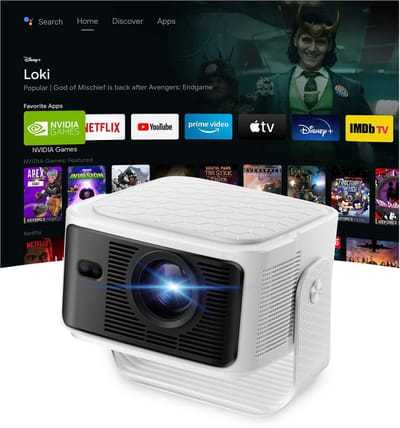 Mini Beamer - 4K Projector Draagbare Smart Beamer - 30.000 Lumen - Android 11, WiFi 6 & Bluetooth 5.4, 180° Draaibaar, 1080P Full HD, Voor Telefoon PC Home Cinema