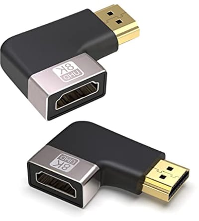 HDMI 8K Extender Adapter - 48 Gbit/s HDMI 2.1 met 90 Graden Haakse Stekker voor 8K bij 60Hz en 4K bij 120Hz, Geschikt voor Laptop, PC en Projector