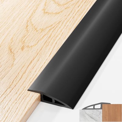 Zelfklevende Drempelstrips voor Deuren, 100 x 5 cm PVC, Vloerovergang voor Hoogtes van 5mm tot 10mm, Waterdichte Deurstrip voor Tapijt en Laminaat (Zwart)